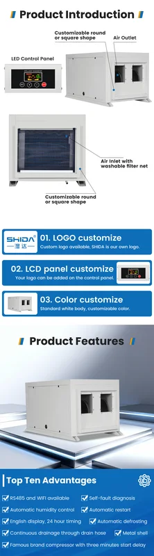 Ductable Suspended Industrial Dehumidifier, SHIDA, 168L - view 6