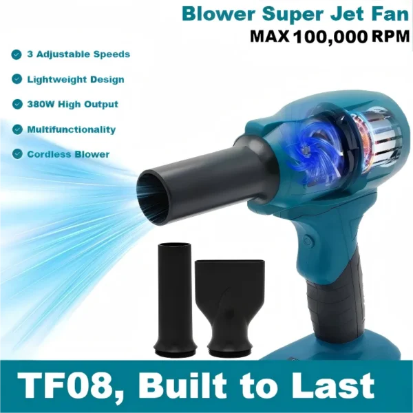 Duty Cordless Industrial Blower, 380W, 18V, 500g