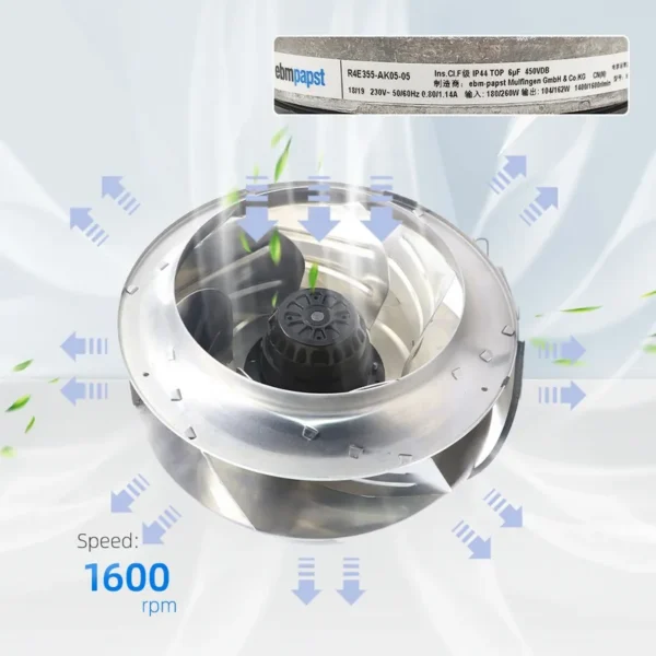 ebmpapst R4E355-AK05-05 FFU Centrifugal Fan, 230V, 800-2400m3/h - view 3