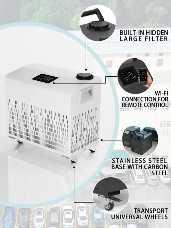 Eco-friendly Ice Bath Chiller, 1.5HP, R410A, Stainless, Steel - view 2