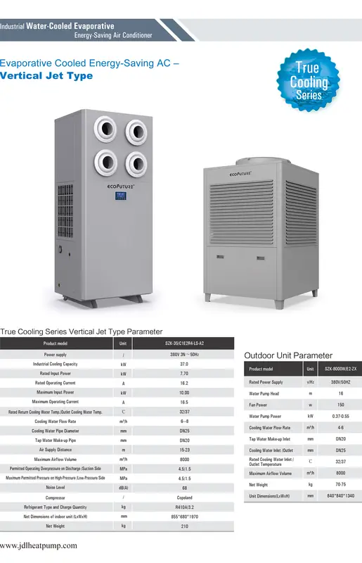 Efficiency Industrial Evaporative Cooler, R410A, 380V, 37 - view 4