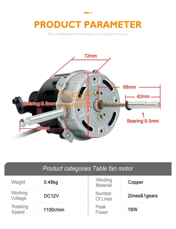 Electric Desk Fan, DC12V, 1100r/min - view 4