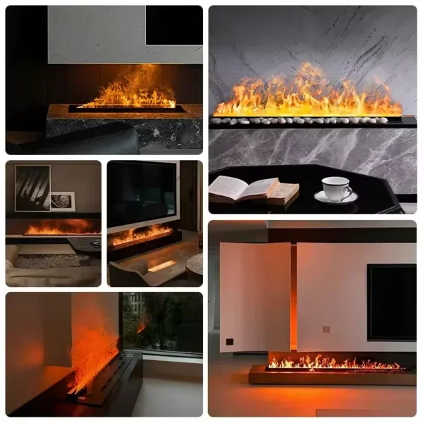 Electric Fireplace, 0.5-2M, 3D, Stainless, Steel - view 3