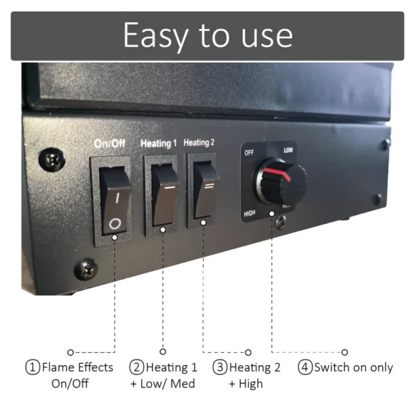 Electric Fireplace, 1000W, Metal - view 3