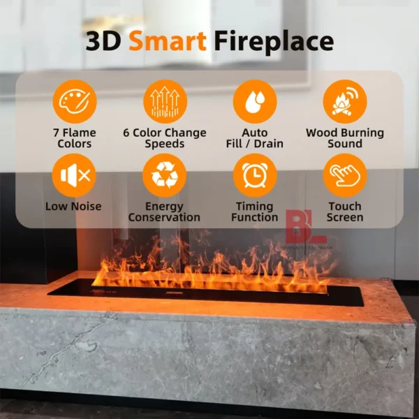 Electric Fireplace, 1200, 1500, 1800mm, WIFI - view 2