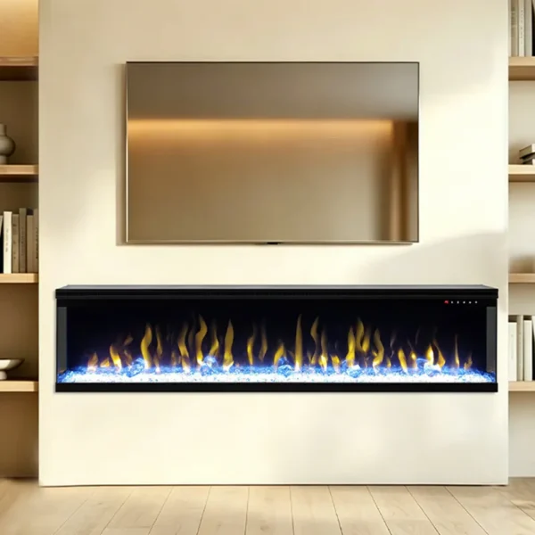 Electric Fireplace, 1500 W, Glass - view 2