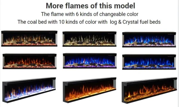 Electric Fireplace, 1500 W, Glass - view 4