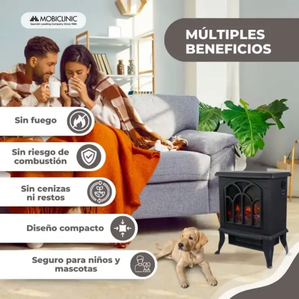 Electric Fireplace, 1800W, 3D - view 4