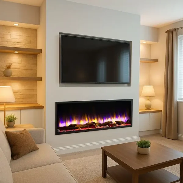 Electric Fireplace, 2000 W, Glass - view 2