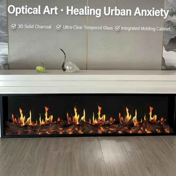 Electric Fireplace, 2000 W, Glass - view 6