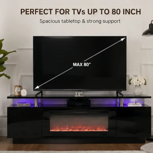 Electric Fireplace, 2000 W, tempered glass - view 3