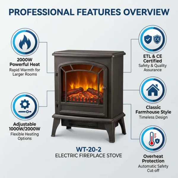 Electric Fireplace, 2000W, 3D - view 4