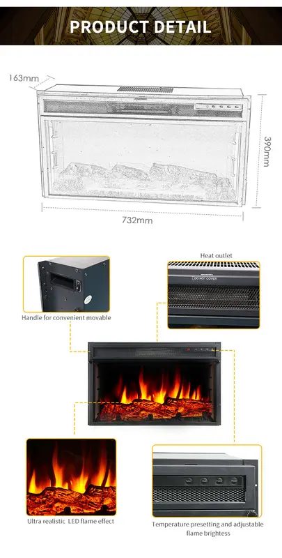 Electric Fireplace, 2000W, Metal - view 5