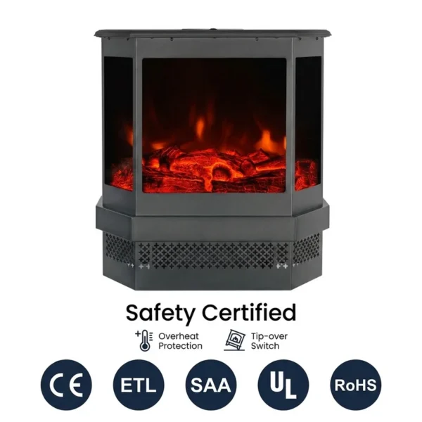 Electric Fireplace, 3-Sided, 1800 W, Metal - view 5