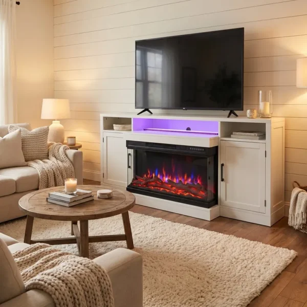 Electric Fireplace, 3-Sided, LED, 750W, 1500W - view 2
