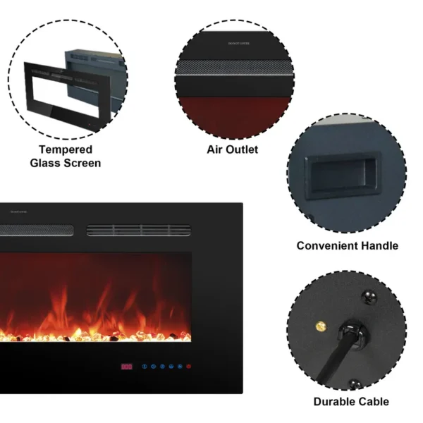 Electric Fireplace, 30", 1500W, Steel - view 4