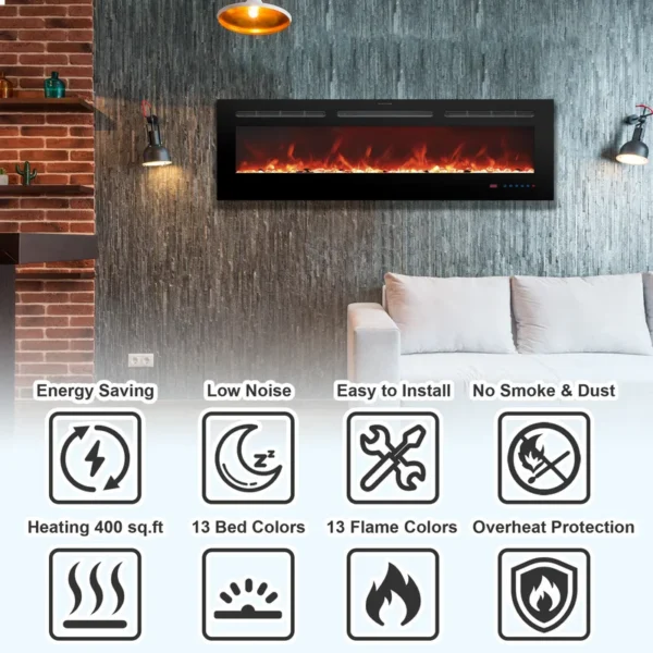 Electric Fireplace, 30", 1500W, Steel - view 5
