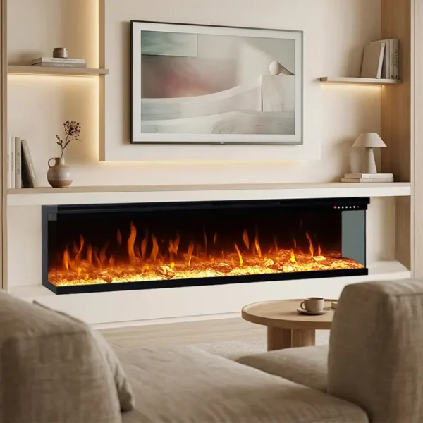 Electric Fireplace, 3d, 1500 W, Glass - view 2
