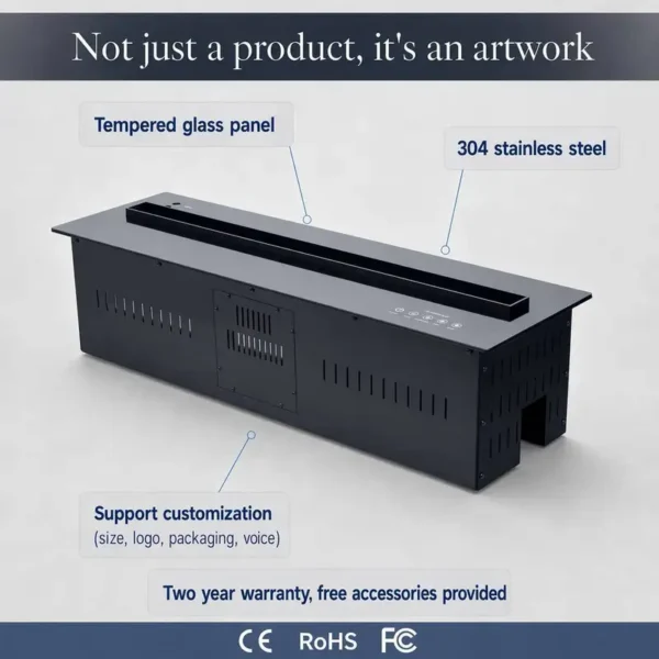 Electric Fireplace, 3D, 304 stainless steel - view 2