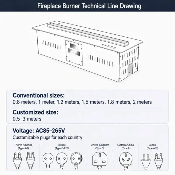 Electric Fireplace, 3D, 304 stainless steel - view 3