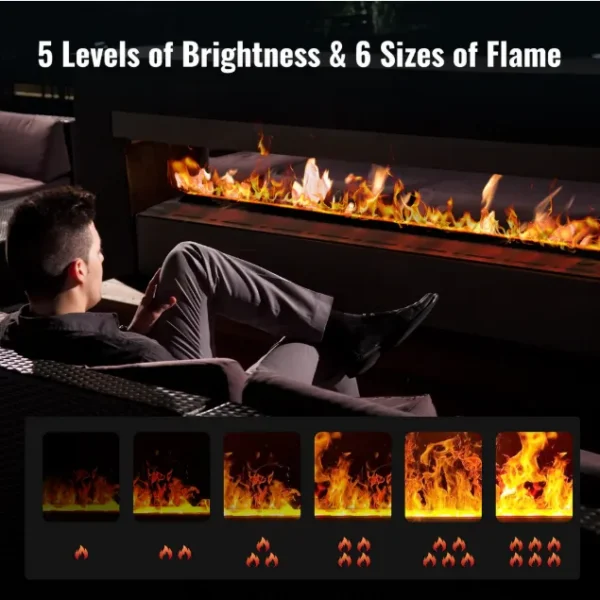 Electric Fireplace, 3D, 750 W, Metal - view 3