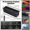 Electric Fireplace, 3D, 750 W, Metal - view 3