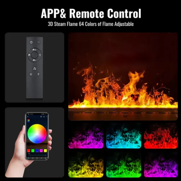 Electric Fireplace, 3D, 750 W, Metal - view 6