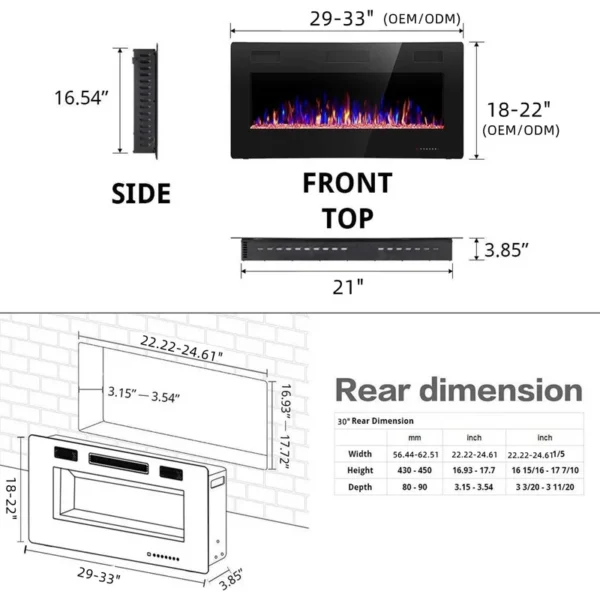 Electric Fireplace, 3d, Wall - view 2