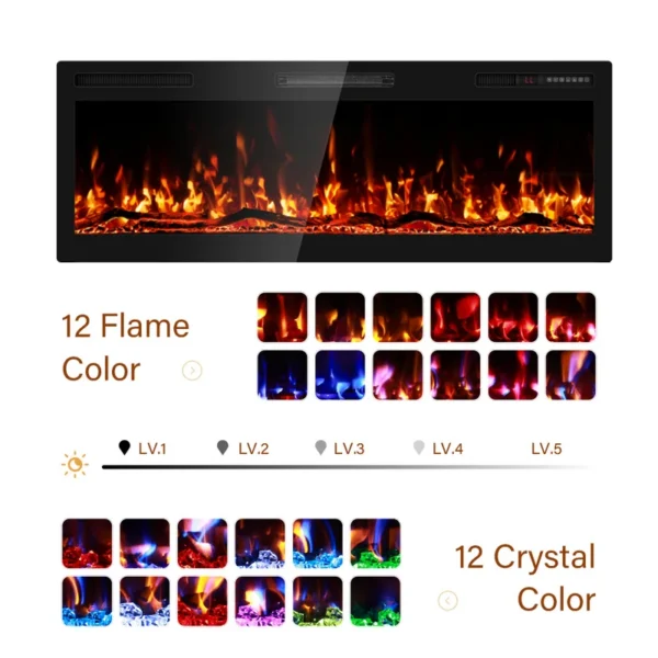 Electric Fireplace, 50", 60", 72", Wall - view 2