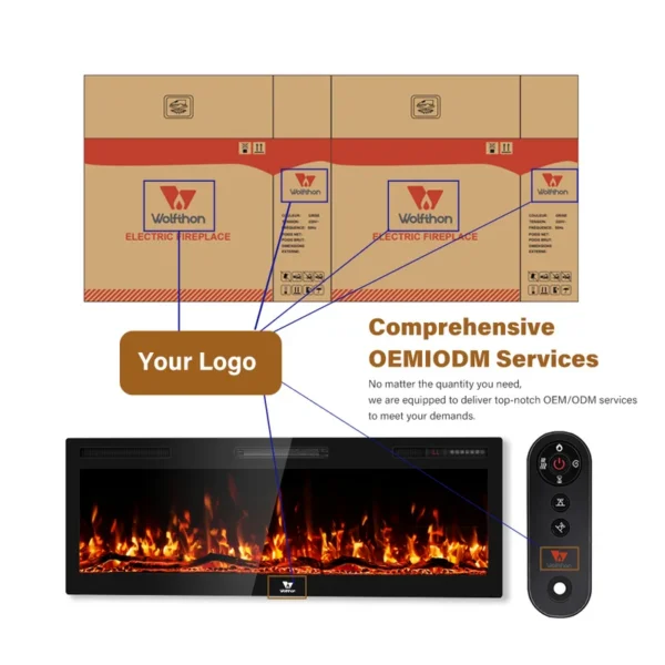 Electric Fireplace, 50", 60", 72", Wall - view 4
