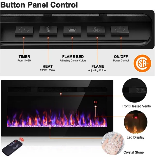 Electric Fireplace, 50-Inch, Wall - view 2