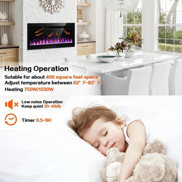 Electric Fireplace, 50-Inch, Wall - view 4