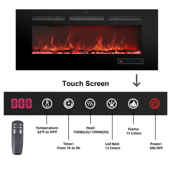 Electric Fireplace, 50-Inch, Wall, 120V - view 4