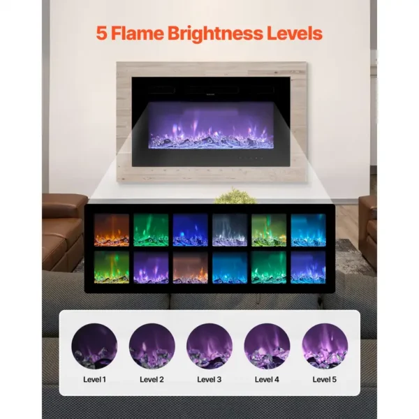 Electric Fireplace, 50-Inch, Wall, 1500W - view 3