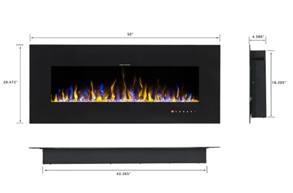 Electric Fireplace, 50", Wall - view 5