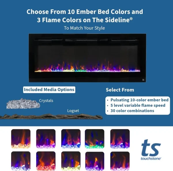 Electric Fireplace, 50", Wall, 500W - view 6