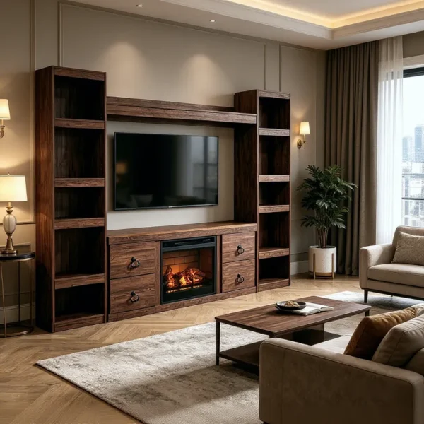 Electric Fireplace, 60-64, Wooden - view 2