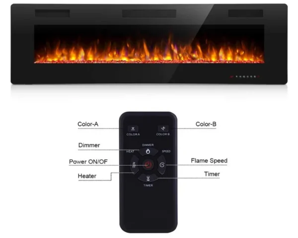 Electric Fireplace, 60-Inch, Wall, 750/1500W - view 2