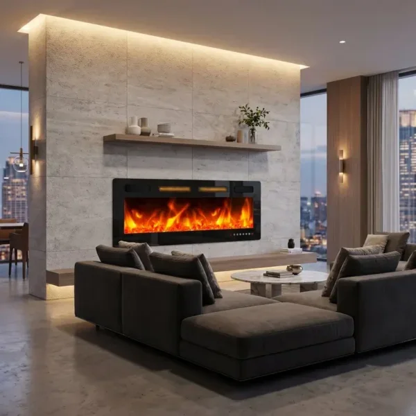 Electric Fireplace, 8cm, 12-Color, Wall - view 3