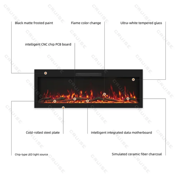 Electric Fireplace, CRUISE, 1070mm, LED - view 6