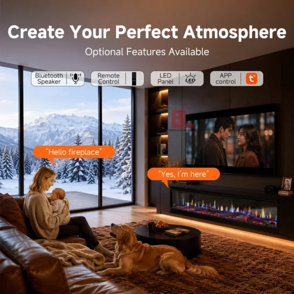 Electric Fireplace, LCD, 3d, Wall - view 2