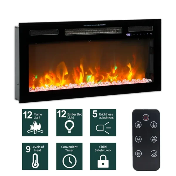 Electric Fireplace, LED, 1500 W, Metal - view 6