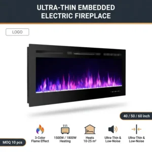Electric Fireplace, LED, 3-color
