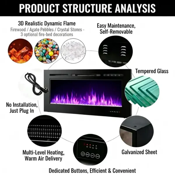 Electric Fireplace, LED, 3-color - view 6