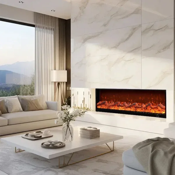 Electric Fireplace, LED, 500-1500W, Glass - view 3