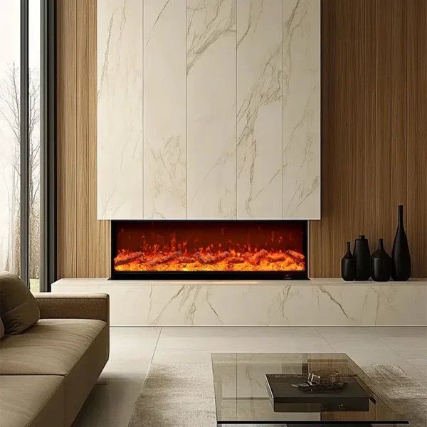 Electric Fireplace, LED, 500-1500W, Glass - view 5