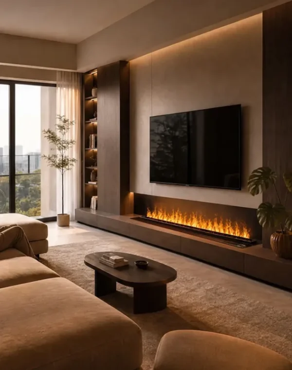 Electric Fireplace, LED, Stainless Steel