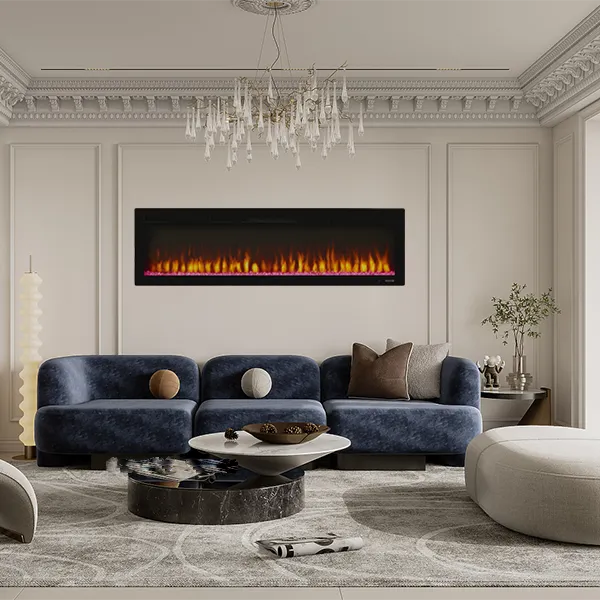 Electric Fireplace, LED, Steel - view 2