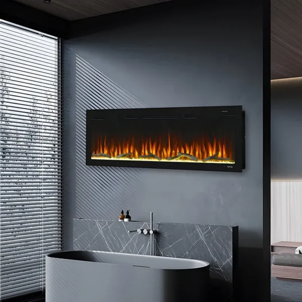 Electric Fireplace, LED, Steel - view 5