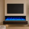 Electric Fireplace, Wall, 1500 W, Glass - view 2